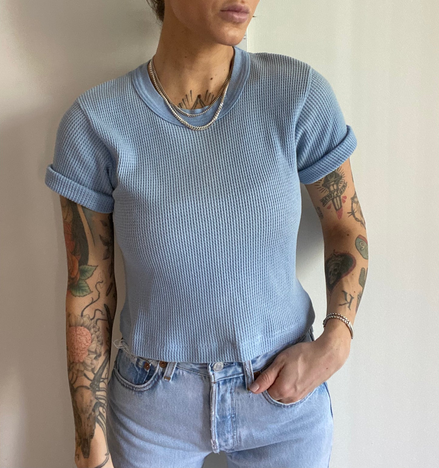 Short sleeve vintage thermal